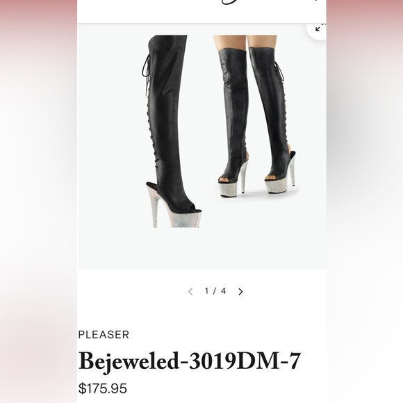 Pleaser Thigh High Rhinestone Boots Heels - Picture 1 of 2